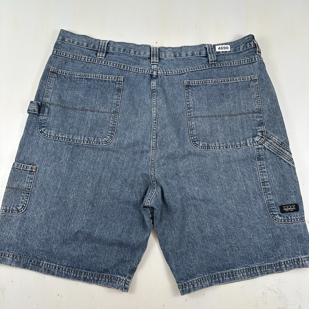 VTG Wrangler Hero Originals Carpenter Jean Shorts Men 42 Denim Jorts Light Blue